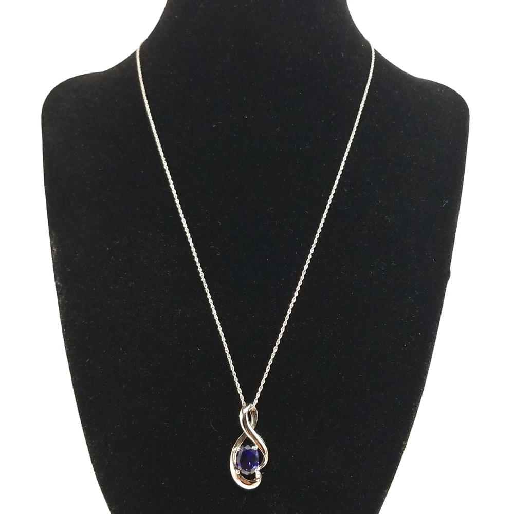 925 SS Chain with Lab Created Sapphire Gemstone Pendant Beyonce Ins Necklace 18”